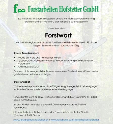 Inserat Forstwart März 2025
